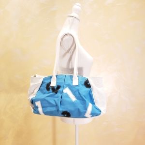 Berge Italy Blue White Canvas Tote Shoulder Bag